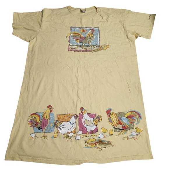 Hanes Other - Vintage Hanes Colorful Chickens Women's Long Sleep Shirt Washington St. One Size